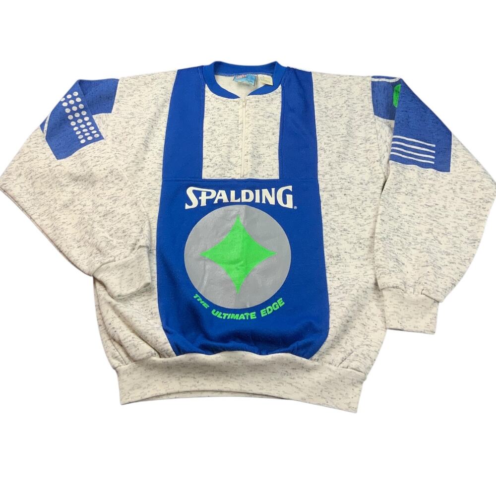Vintage 80s Spalding Ultimate Edge Sweatshirt Mens S Mohair Quarter Zip Grandpa